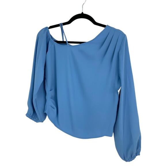 Open Edit Pleated Asymmetric Top Blue Size XS NWOT $59 MSRP - Picture 2 of 8